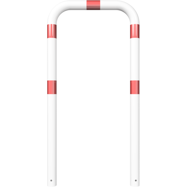 Guard hoop |  76 x 2,6 mm | without cross bar | for casting in concrete | total width: 750 mm | total height: 1500 mm | hot-dip galvanized and white coatedwith red reflecting stripes